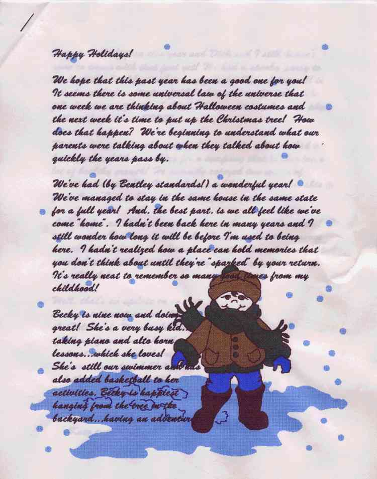1994 Christmas Letter page 1 of 2