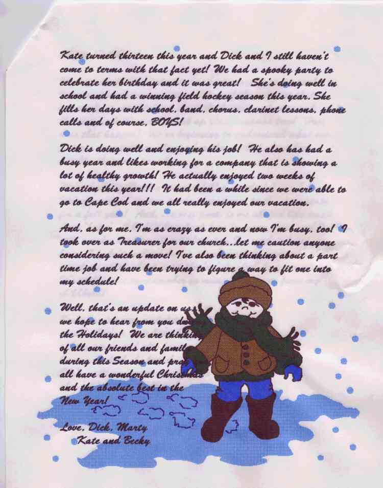 1994 Christmas Letter page 2 of 2