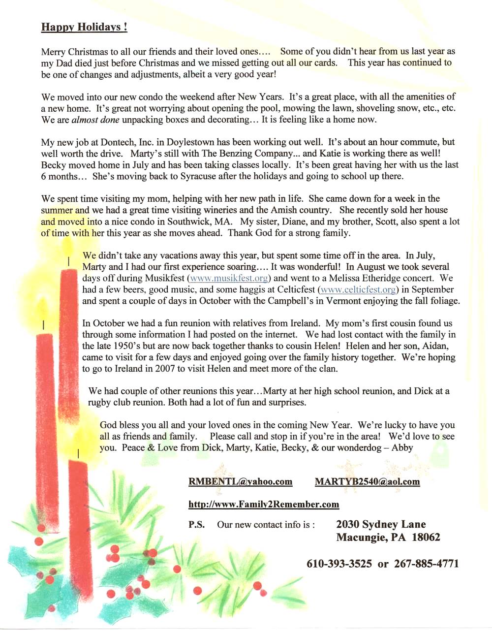 2006 Christmas letter
