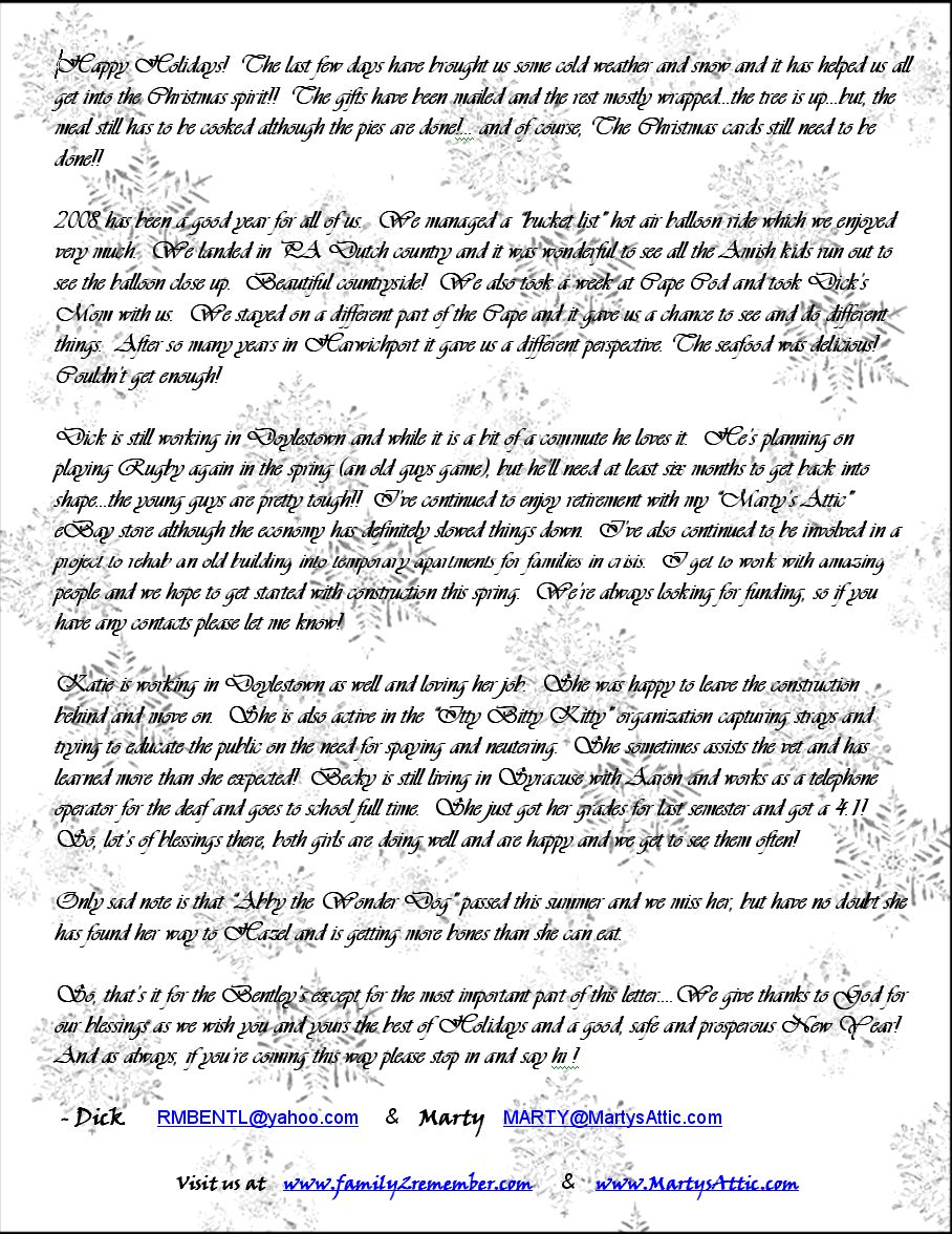 2008 Christmas Letter