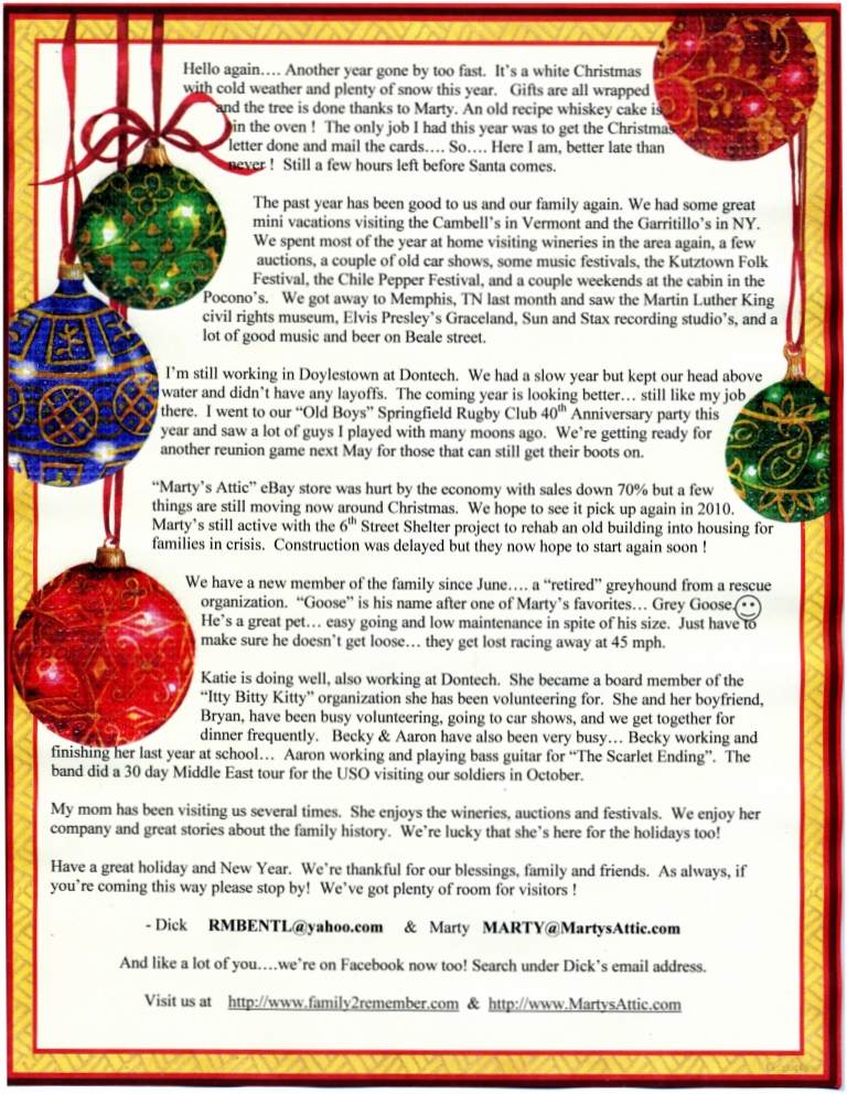 2009 Christmas letter