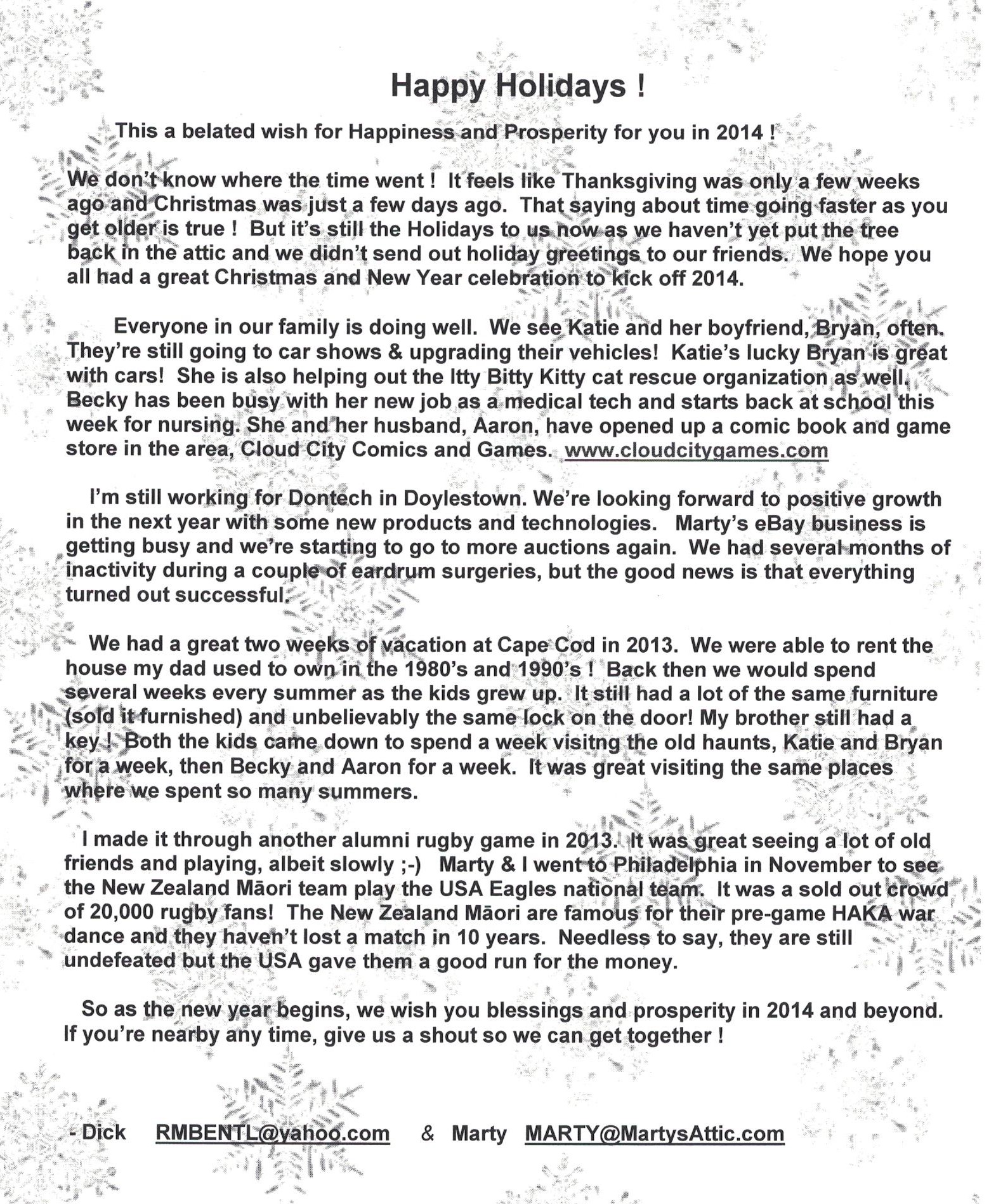 2013 Christmas Letter