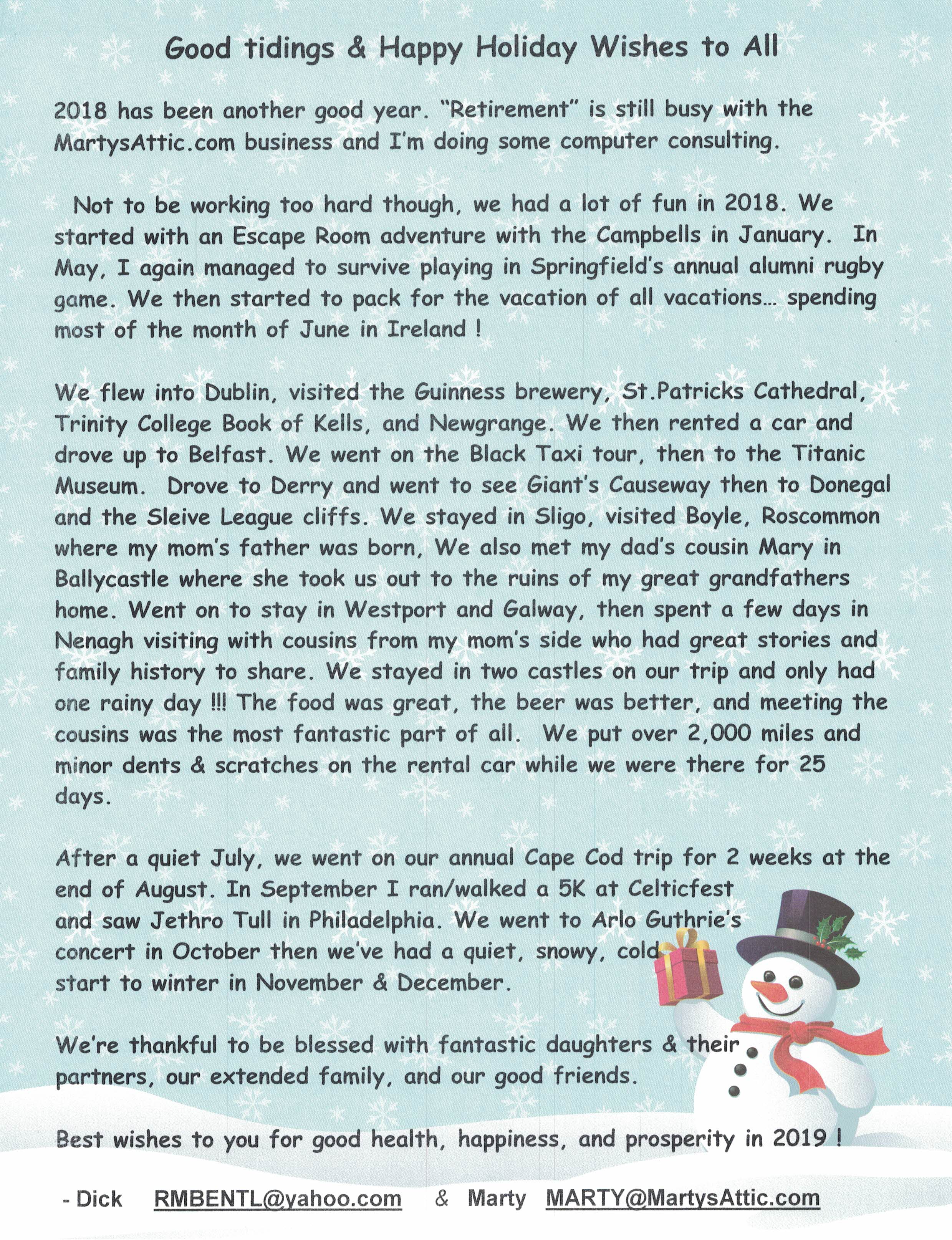2018 Christmas Letter